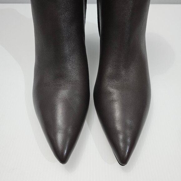 Vince Fitz Ankle Bootie Size 9.5 Truffle Brown Leather Pointed Toe Block Heel - Picture 6 of 14